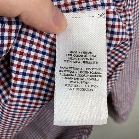 Ralph Lauren Shirt Mens Medium Red Blue Gingham Check Button Down Classic Fit - Picture 5 of 9
